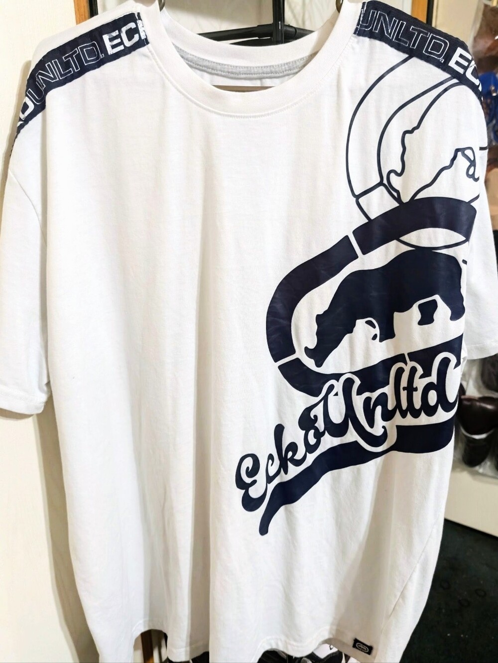 Ecko Unlimited White Tee with Black Graphic Logo Oversized 2XL